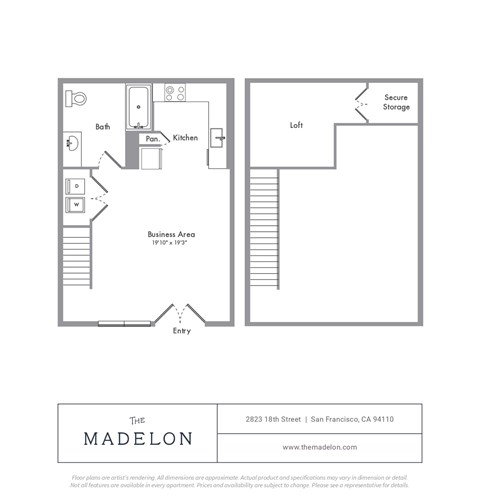A floor plan for an apartment at The Madelon in San Francisco.